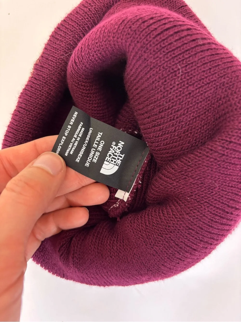 The North Face Winter Pom Beanie - Burgundy, White, Tan Unisex, One Size